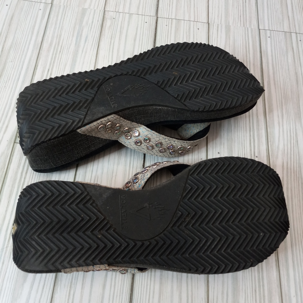 Volatile Y2K Studded Gemstone Platform Wedge Sandals - Picture 10 of 10